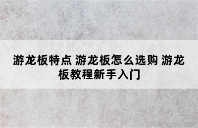 游龙板特点 游龙板怎么选购 游龙板教程新手入门